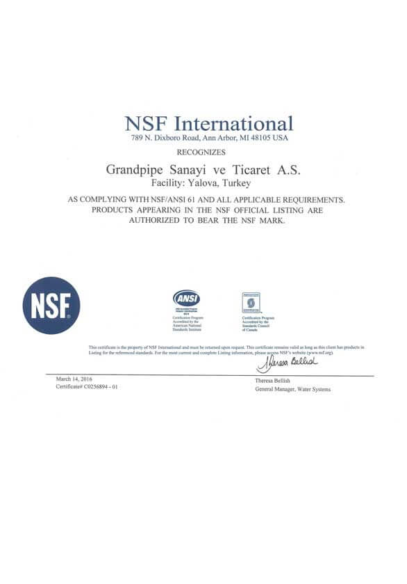 NSF Certificate