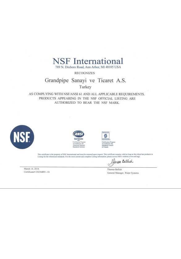 NSF Certificate